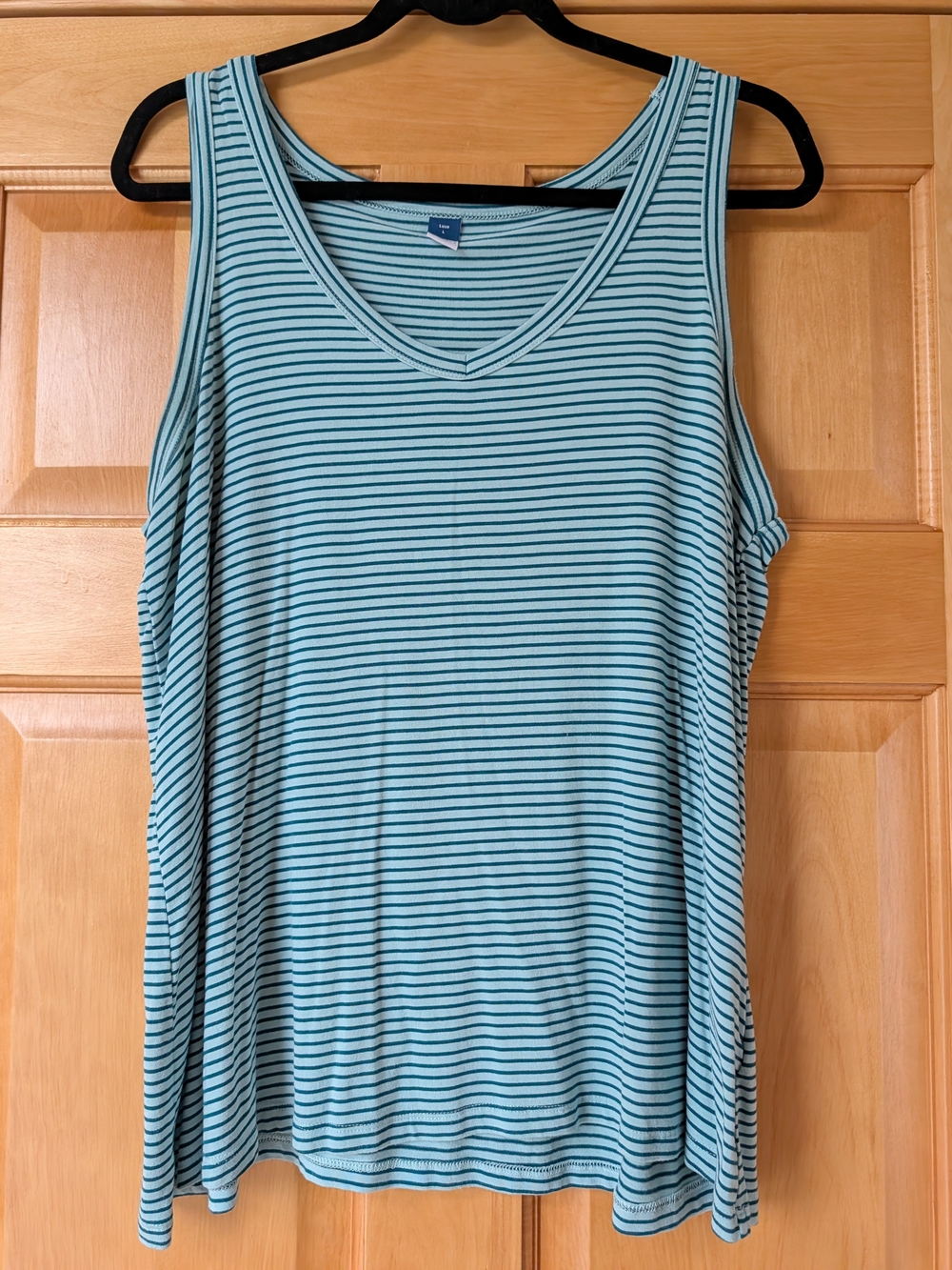 Old Navy Aqua and Navy Striped V-Neck Tank